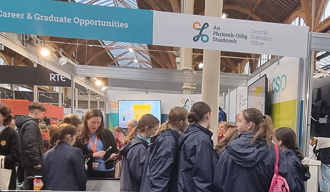 Busy on the CSO stand at the BT Young Scientist Expo 2024